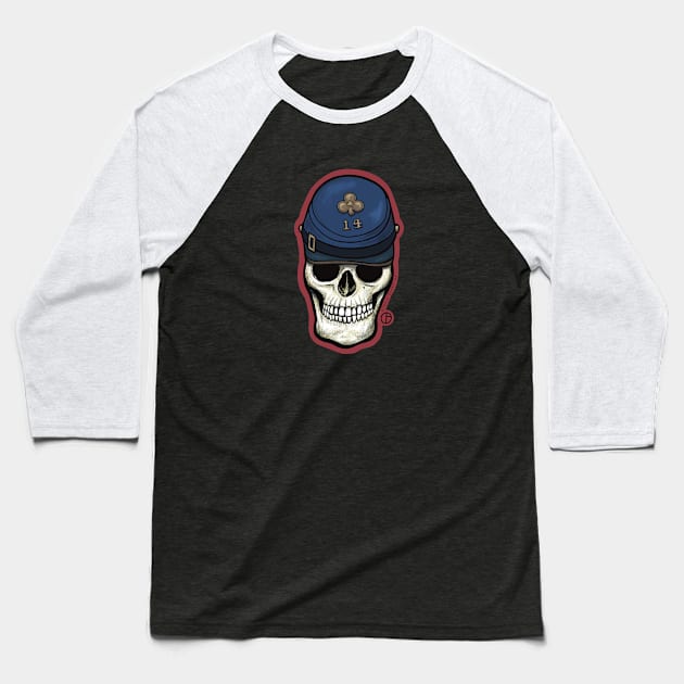 Civil War Skull Baseball T-Shirt by Art from the Blue Room